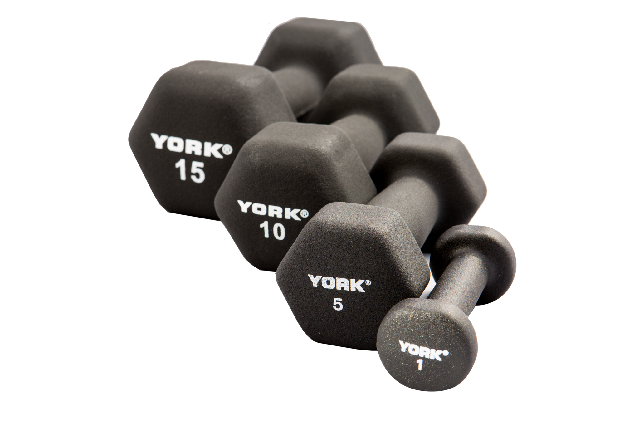 York Barbell 1 lb Neoprene Hexagon Fitbell w/ Cast Ergo Handle - Black